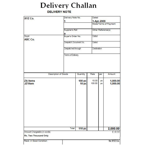 Delivery Challan Download